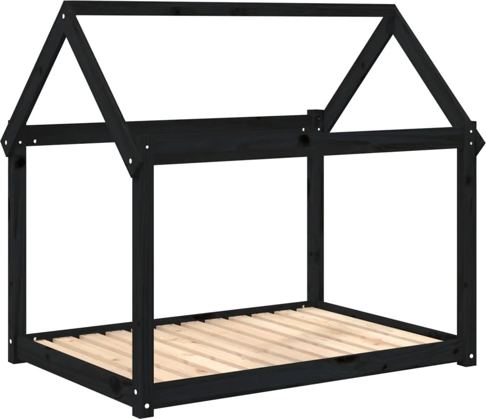 vidaXL fekete tömör fenyőfa kutyaágy 111x80x100 cm
