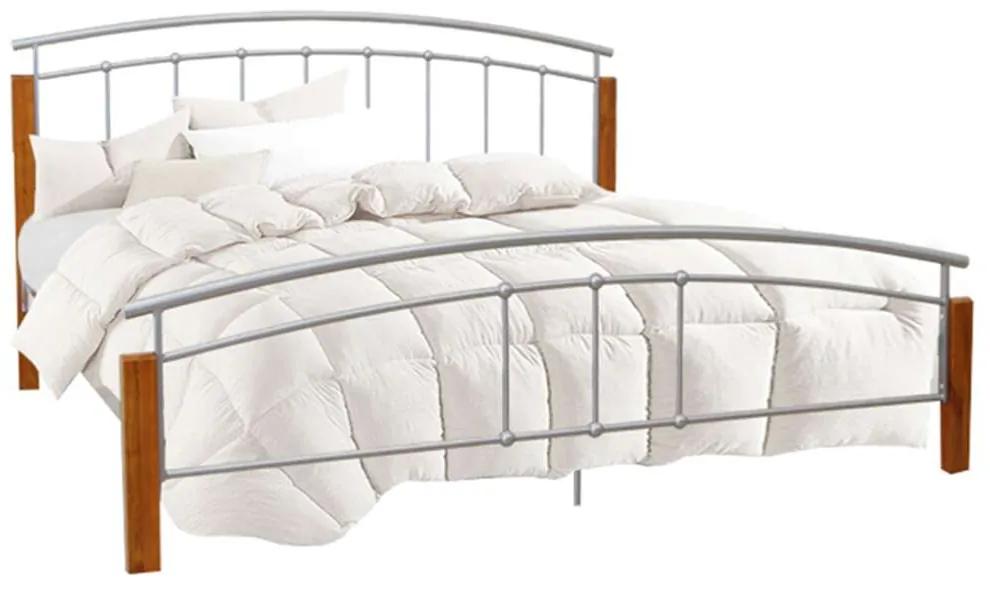 Mirela K160_200 Ágy ágyráccsal - égerfa-ezüst