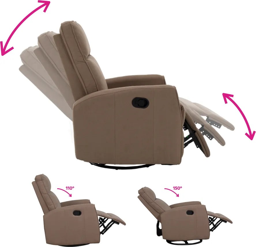 Relax forgószék fotel, szürkésbarna taupe, MEKENZI