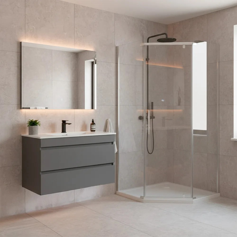 Celtic 90x90 cm ötszögletű zuhanykabin zuhanytálcával