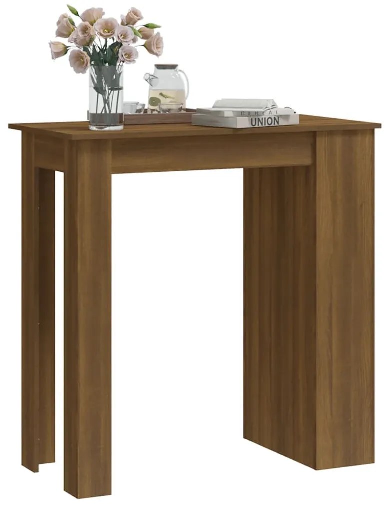 Barna tölgy színű bárasztal tárolópolccal 102 x 50 x 103,5 cm