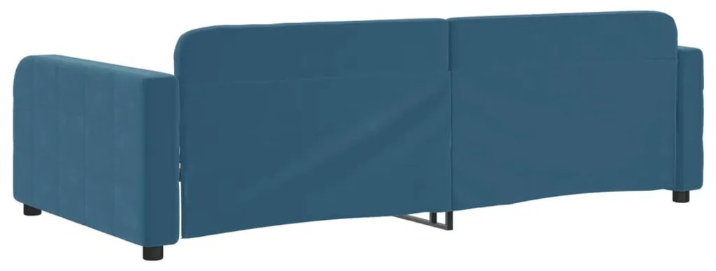 kék bársony kanapéágy 90 x 200 cm