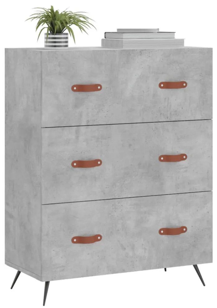 betonszürke szerelt fa komód 69,5 x 34 x 90 cm
