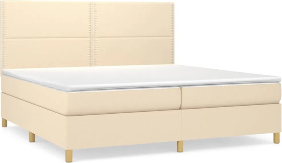 vidaXL krémszínű szövet rugós ágy matraccal 200 x 200 cm