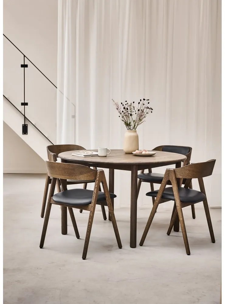 Barna tölgyfa kerek bővíthető étkezőasztal ø 120 cm Noor – Hammel Furniture