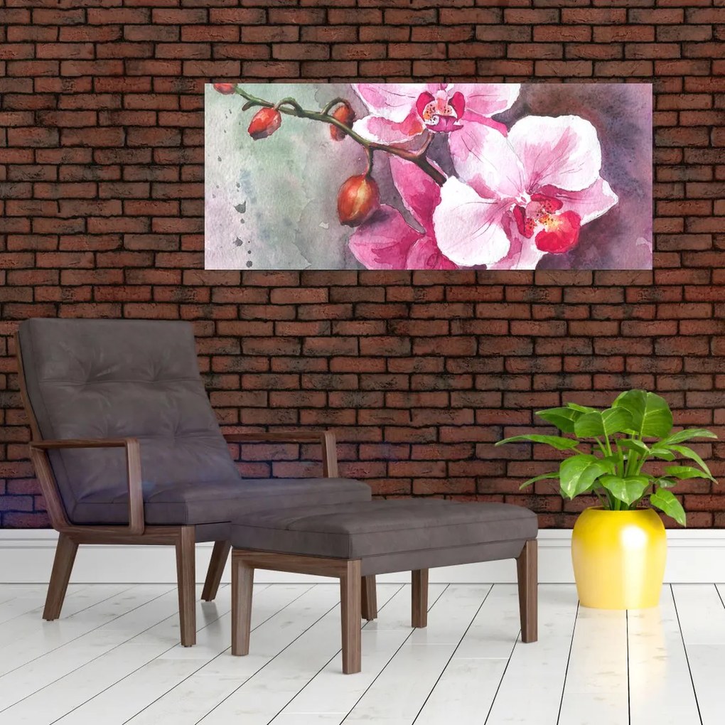 Kép - Orchideák, akvarell (120x50 cm)