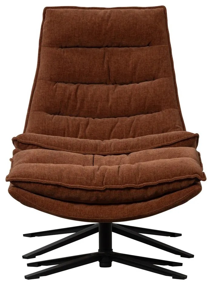 Barna forgó zsenília fotel lábtartóval Kube – WOOOD