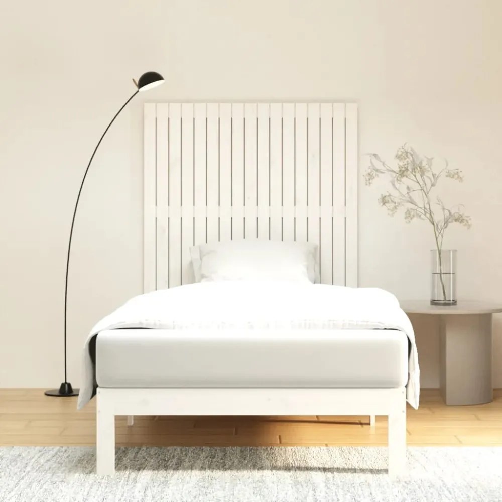 fehér tömör fenyőfa fali fejtámla 108 x 3 x 110 cm