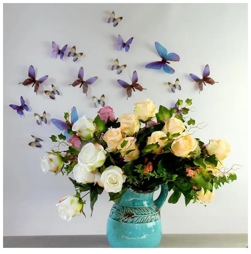 Butterflies 18 db-os kék 3D hatású falmatrica szett - Ambiance