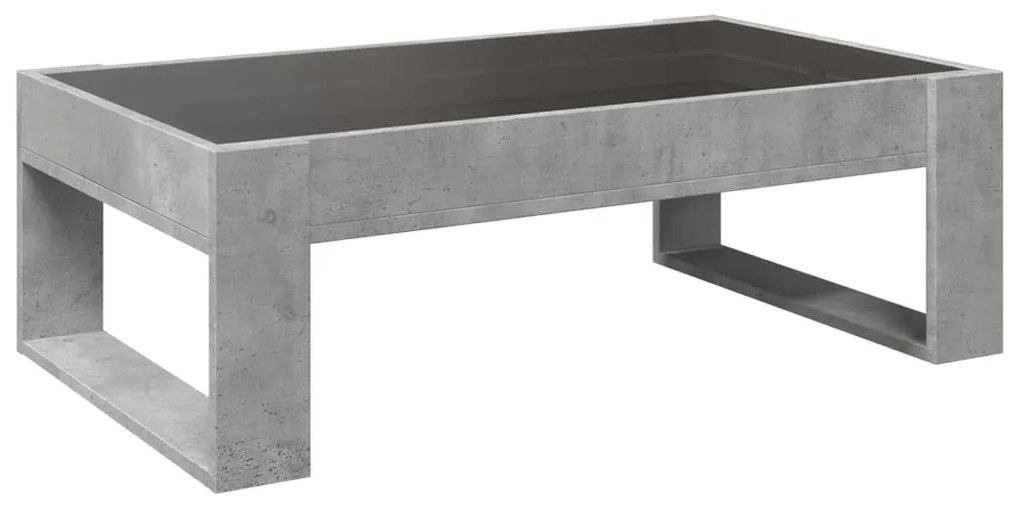 betonszürke végtelen hatású LED-es dohányzóasztal 90x53x30 cm