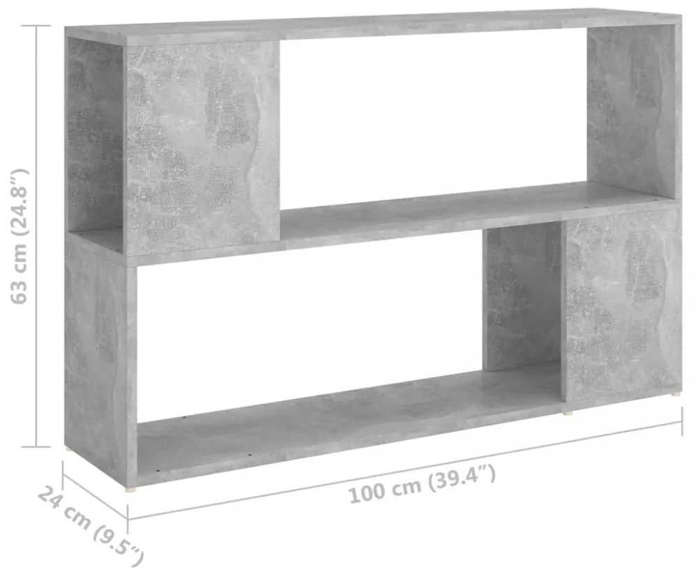 betonszürke szerelt fa könyvszekrény 100 x 24 x 63 cm