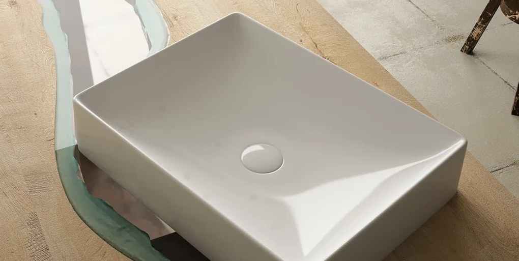 Sanovit SQUARE - PULTRA ültethető - Top Counter - porcelán mosdó - - 50 x 38 cm