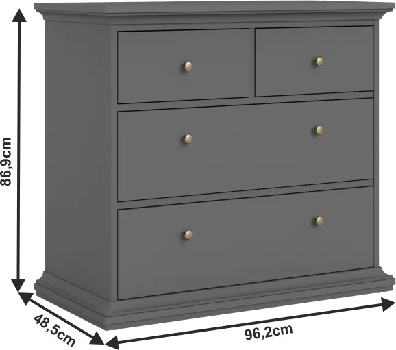 Komód, szürke, PARIS 76716