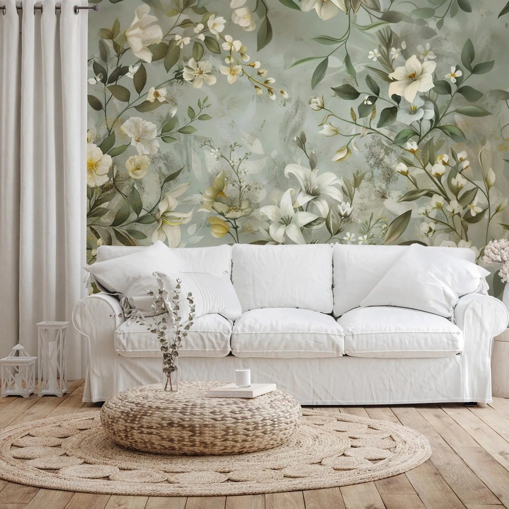 Fotótapéta - Olívazöld virágok (147x102 cm)