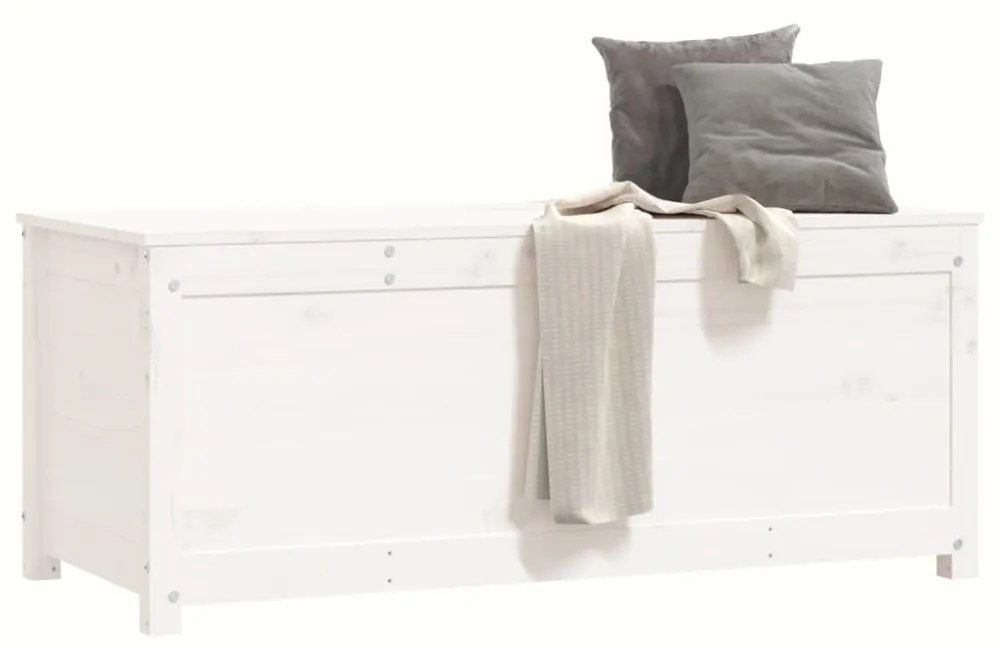 fehér tömör fenyőfa tárolóláda 110x50x45,5 cm