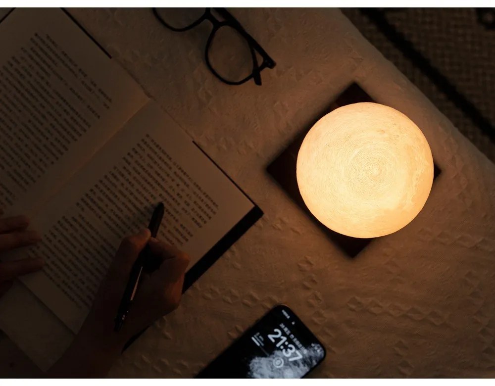 Sötétbarna USB fénydekoráció ø 12 cm Smart LunaSpin – Gingko