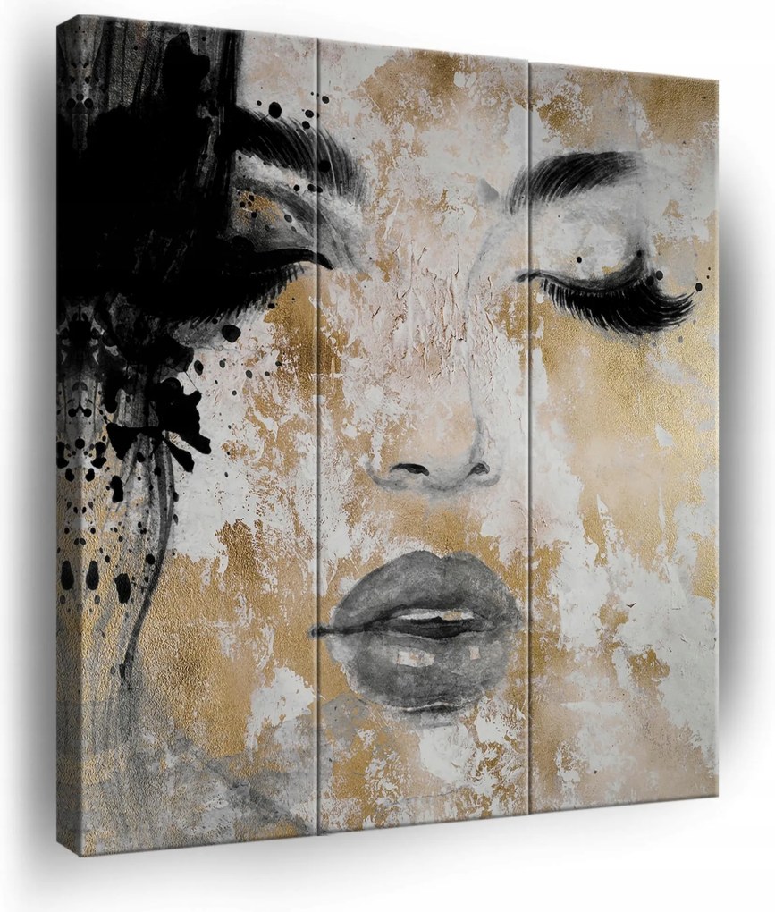 Vászonkép Triptichon Nő Arc Absztrakt Vászon Fal 3 Részes 90x100