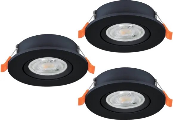 Eglo 902265 - SZETT 3x LED beépíthető mennyezeti spotlámpa BARRANCO LED/4,8W/230V fekete