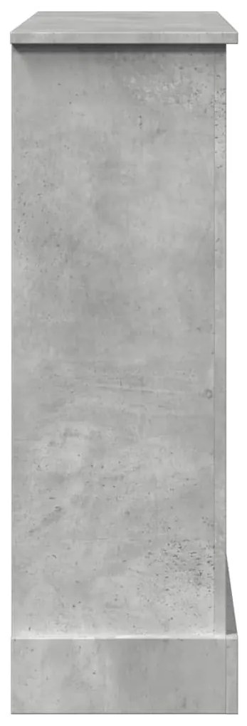 betonszürke szerelt fa kandallóburkolat 90 x 30 x 90 cm