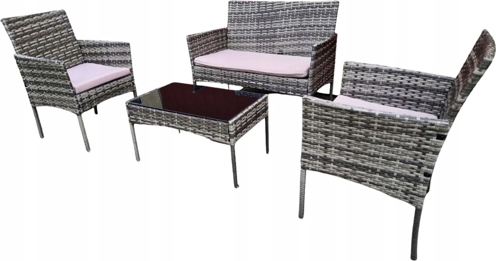 Kerti bútor szett Hdm 4 részes Erkély szett technorattan kert szürke