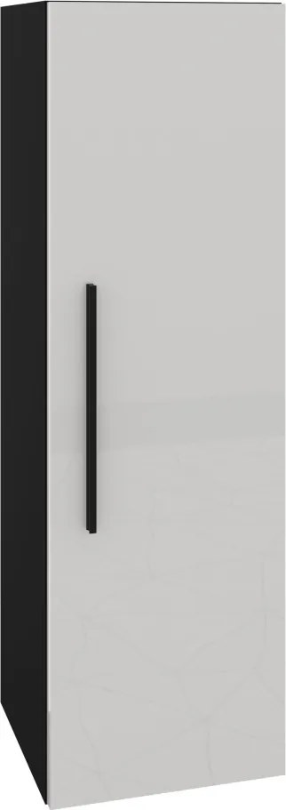 Kos 1 ajtós keskeny magas szekrény, Fekete / Fényes fehér, MDF, 30 x 30 x 95 cm
