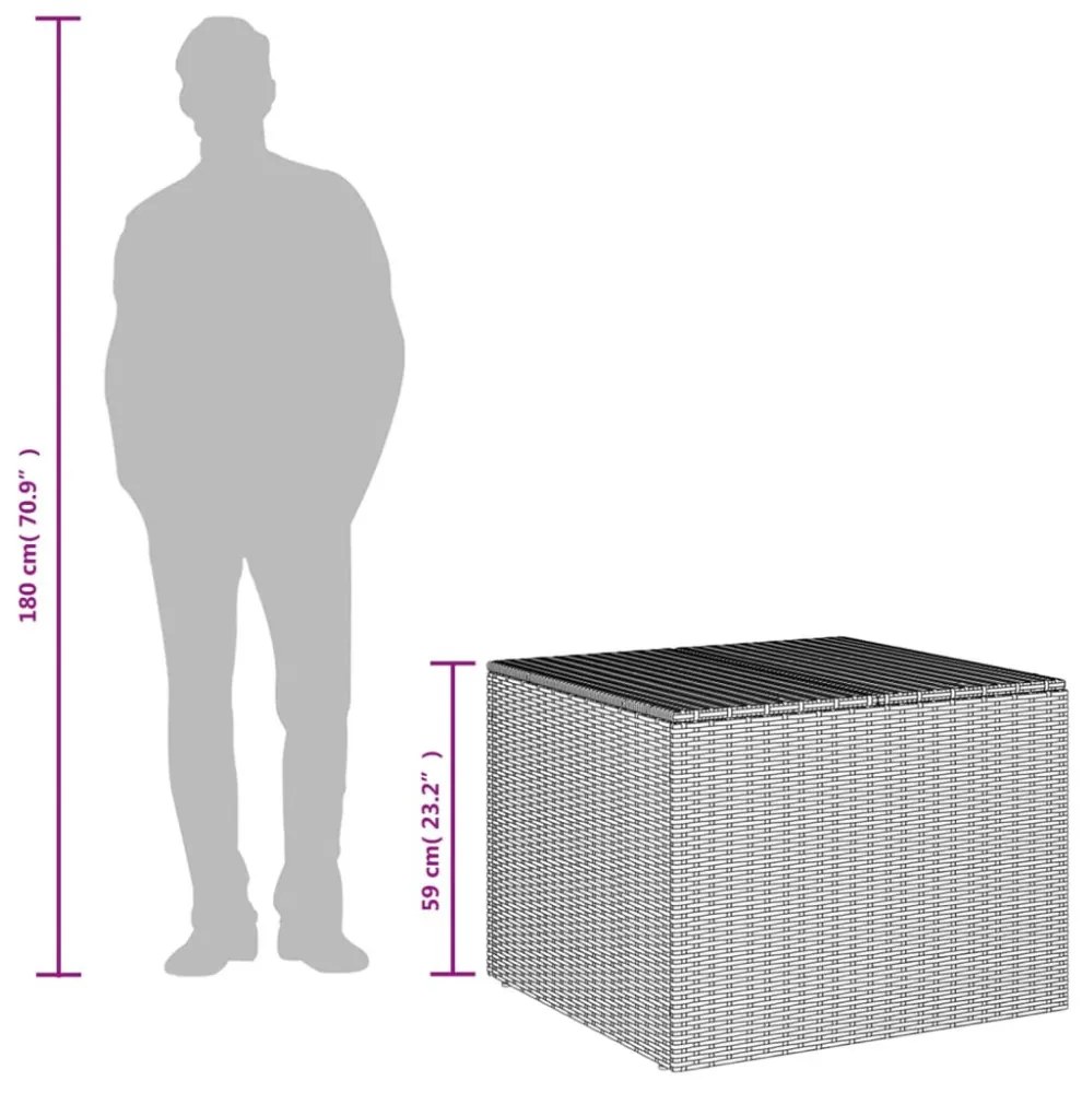 szürke polyrattan kerti tárolóláda 291 L
