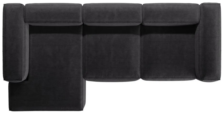 Sötétszürke kordbársony sarokkanapé (bal oldali-heverő résszel) Bergano – Cosmopolitan Design