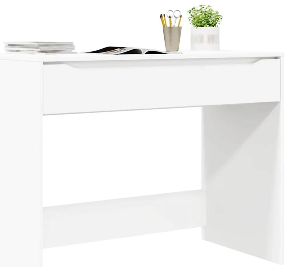 vidaXL Asztal fiókkal tárolóval Fehér 100 x 50 x 78 cm Faanyag