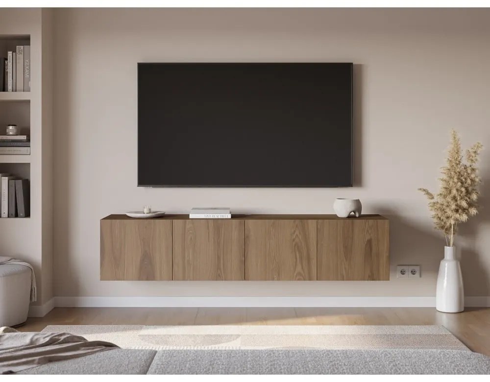 Natúr színű TV-állvány tölgyfa dekorral 180x38x35 cm Daroca – Marckeric