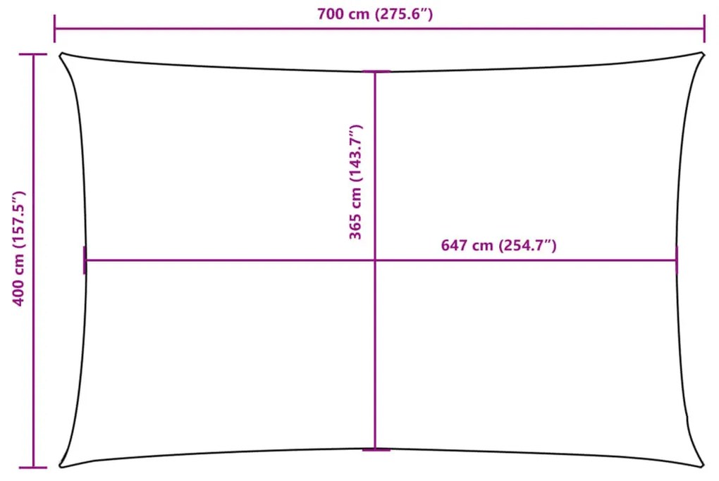 sötétzöld téglalap alakú oxford-szövet napvitorla 4 x 7 m