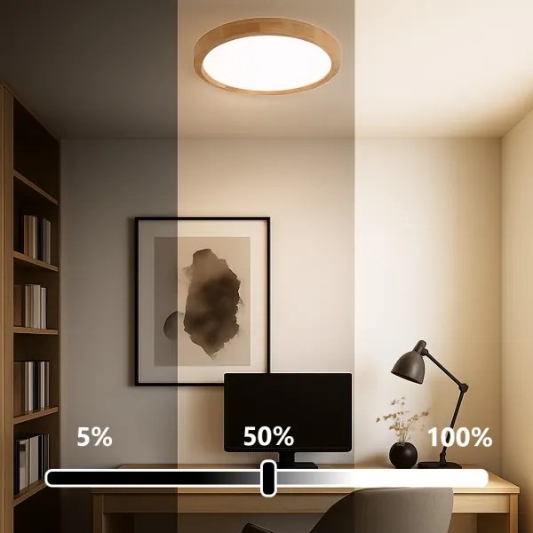 Brilagi - Dimmelhető LED lámpatest WOODROUND LED/30W/230V 3000-6000K átm. 40 cm+távirányító