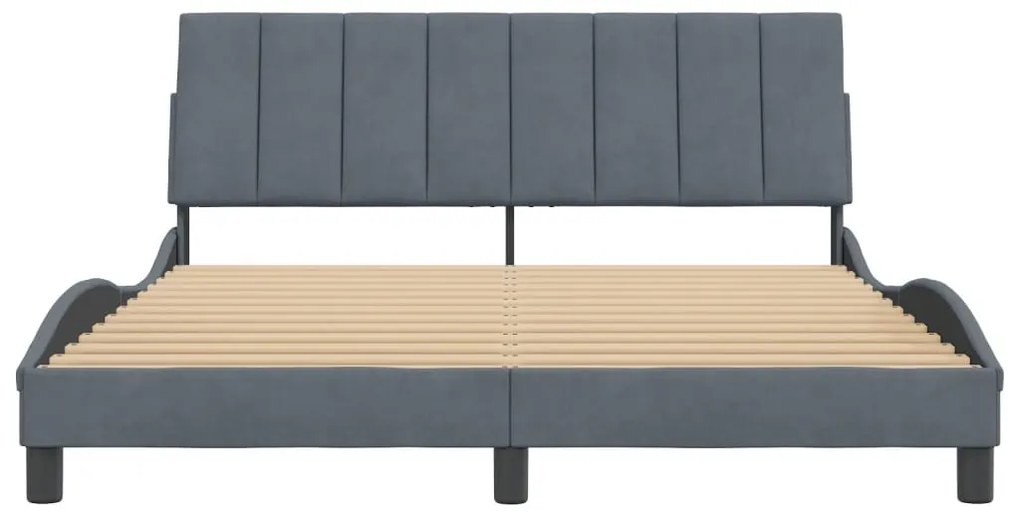 sötétszürke bársony ágykeret matrac nélkül Hanko 160 x 200 cm