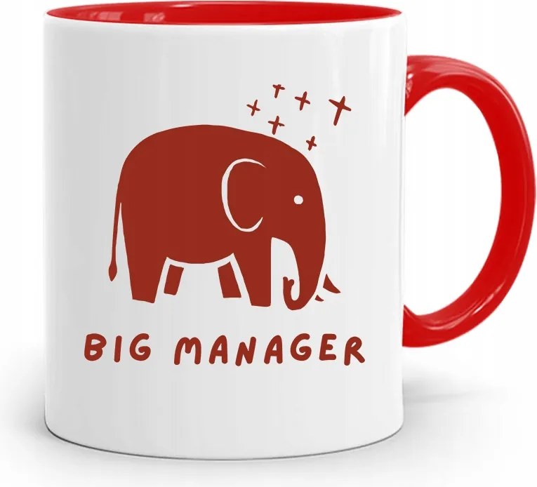 Piros Bögre Ajándék Big Manager Vezetőnek, fényképes nyomattal