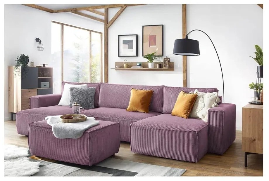 Rózsaszín kordbársony puff Nihad – Bobochic Paris