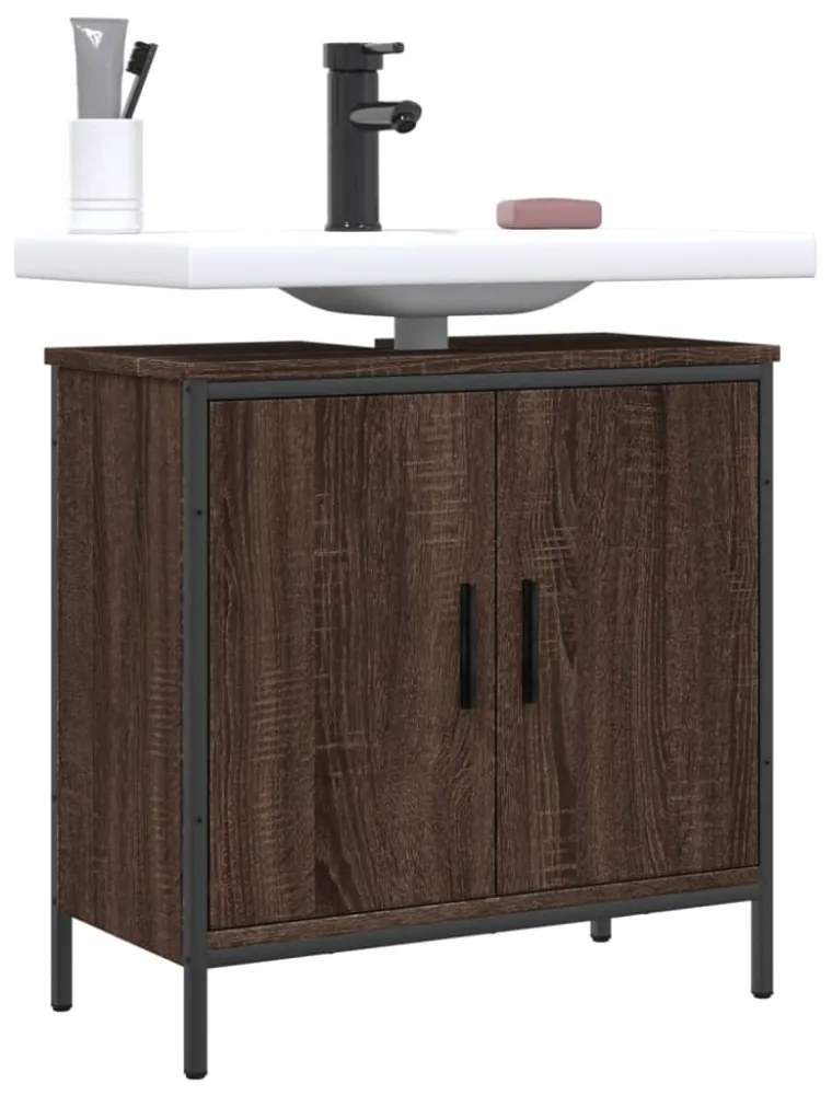 vidaXL barna tölgy szerelt fa fürdőszobai mosdószekrény 60x30x60 cm