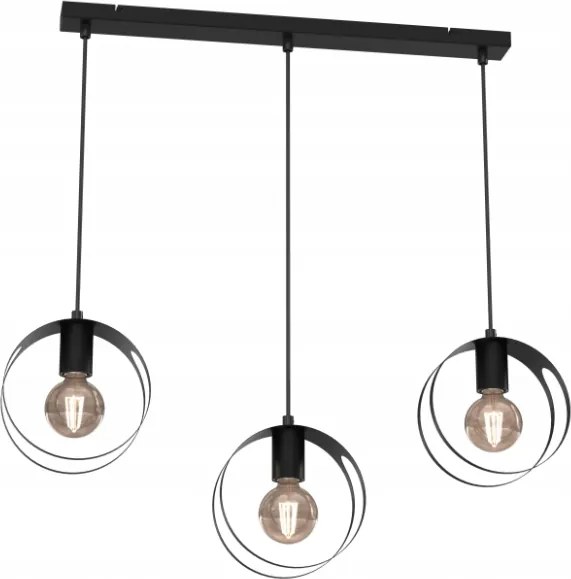 Ewilight Mennyezeti lámpa függeszték gyűrű díszléc Bona Black 3xE27 60W fekete