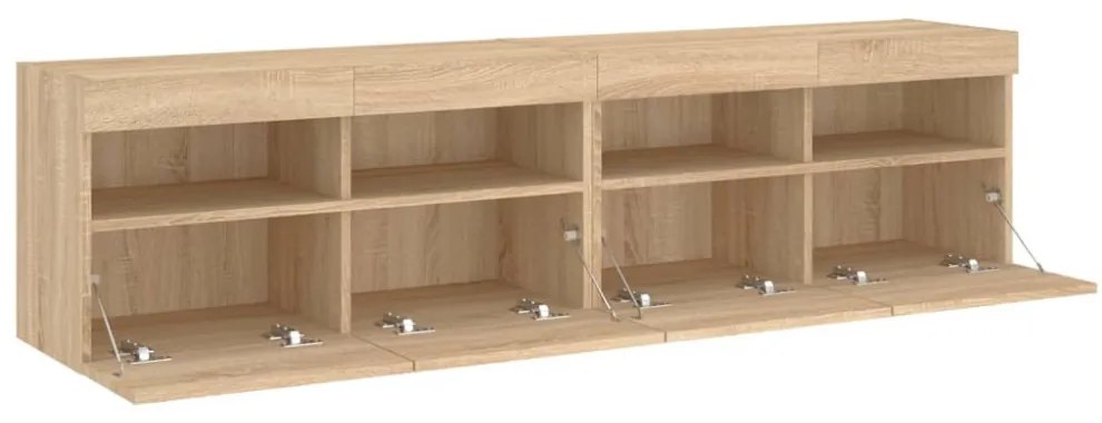 2 db sonoma tölgy színű fali TV-szekrény LED-del 80x30x40 cm