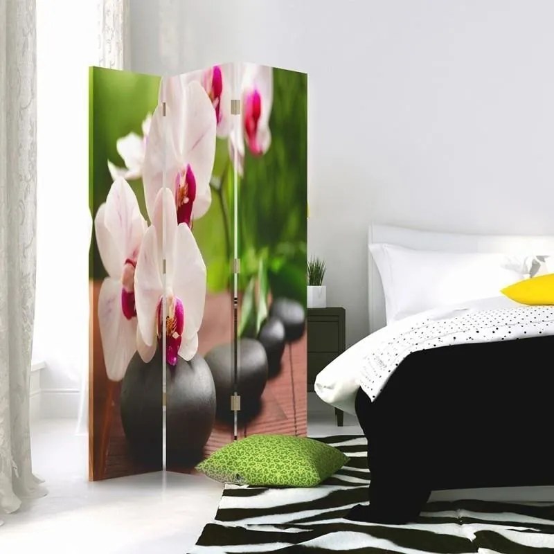 Gario Paraván Orchidea és csillogó kövek Méret: 180 x 170 cm, Kivitelezés: Klasszikus paraván