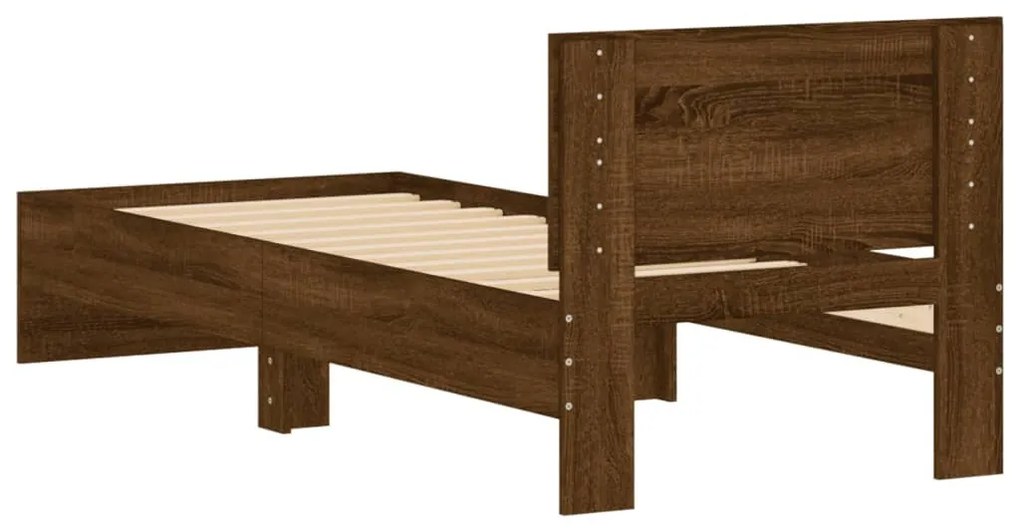 barna tölgy színű fejtámlás ágykeret matrac nélkül 75 x 190 cm