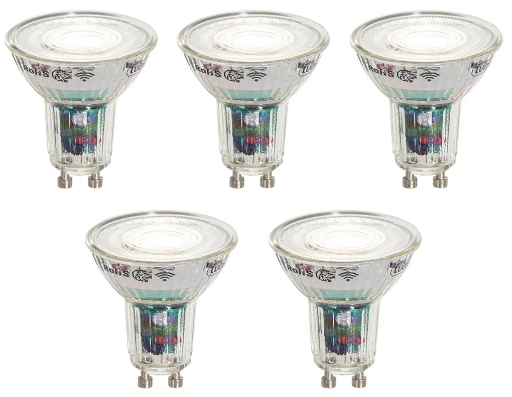 Set van 5 Smart GU10 50mm LED lampen helder 4.8W 400 lm 1800-6500K