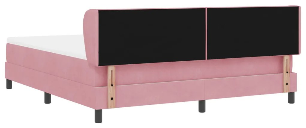 Boxspring Ágy Matrac Áttetsző Rózsaszín 180x200 cm Bársonyos