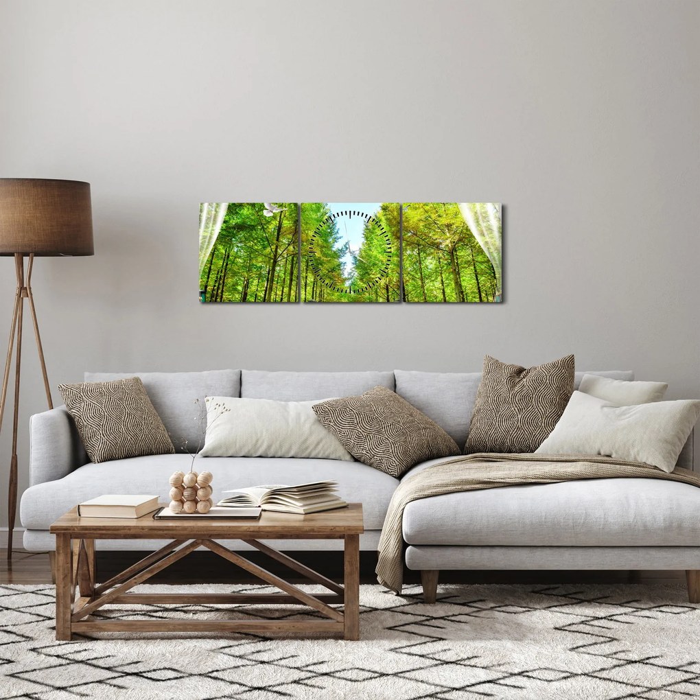 Kép - Kilátás az erdőre (órával) (90x30 cm)