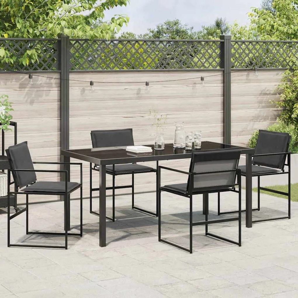 Kert étkező szett 5 pcs Fekete 160 x 80 x 73 cm