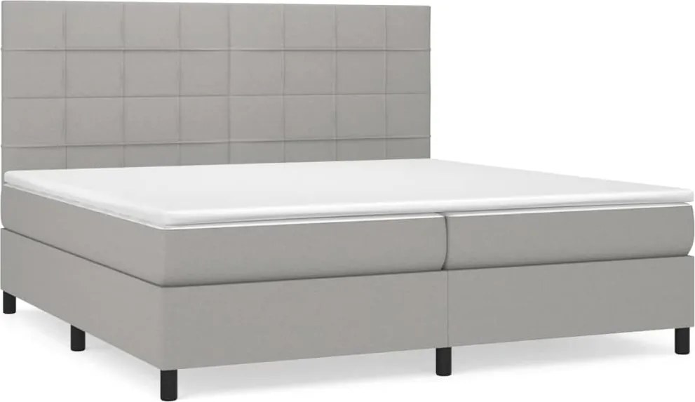 vidaXL világosszürke szövet rugós ágy matraccal 200 x 200 cm