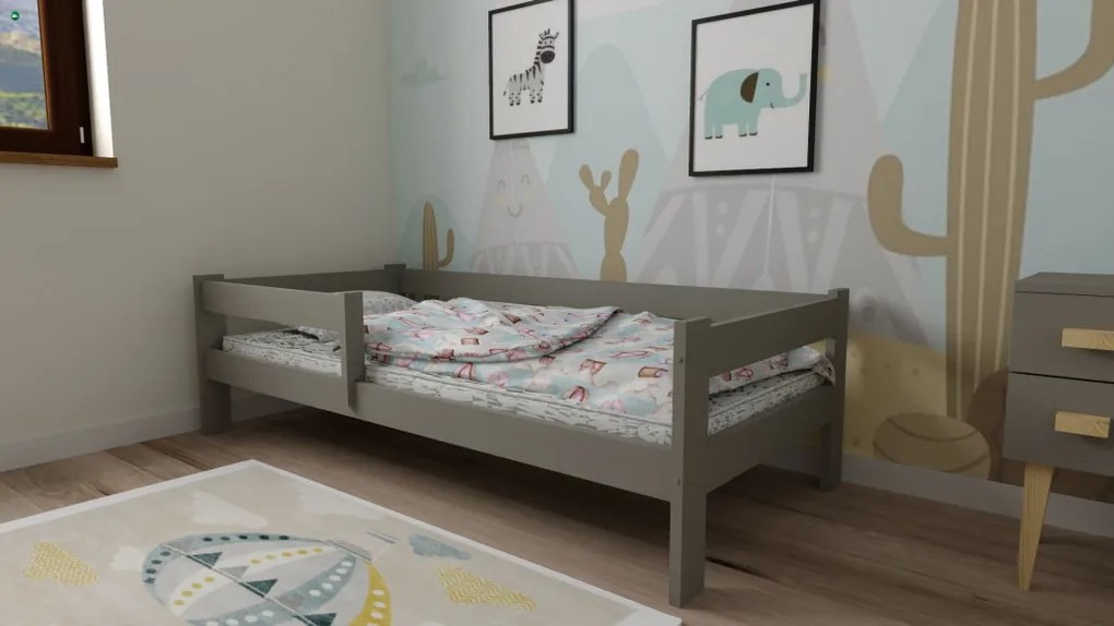 Ala fenyő gyerekágy szürke 80x160 + ajándék ágyrács