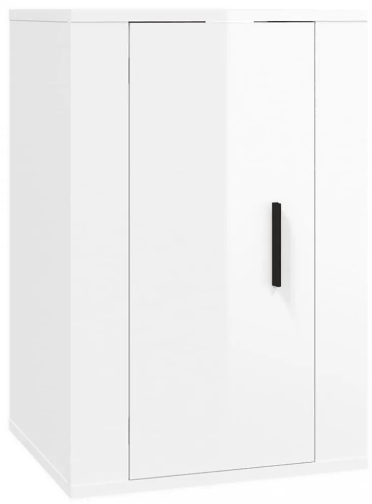 2 db magasfényű fehér fali TV-szekrény 40x34,5x60 cm