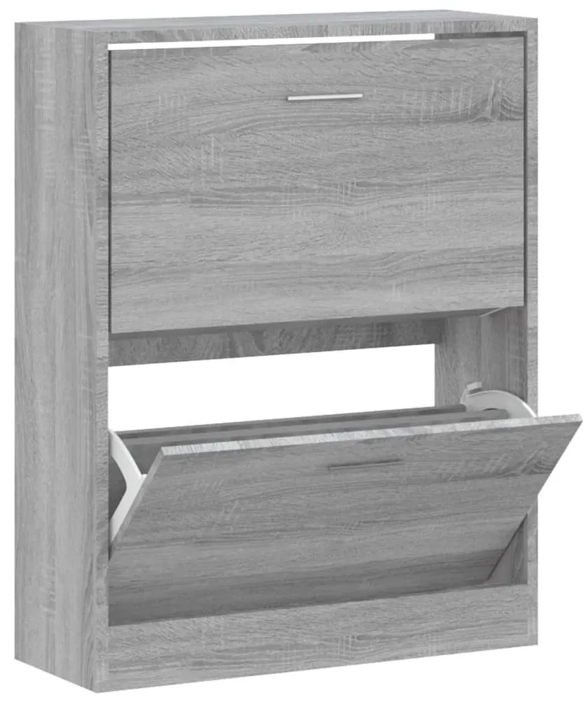 szürke sonoma színű szerelt fa cipősszekrény 63x24x81 cm
