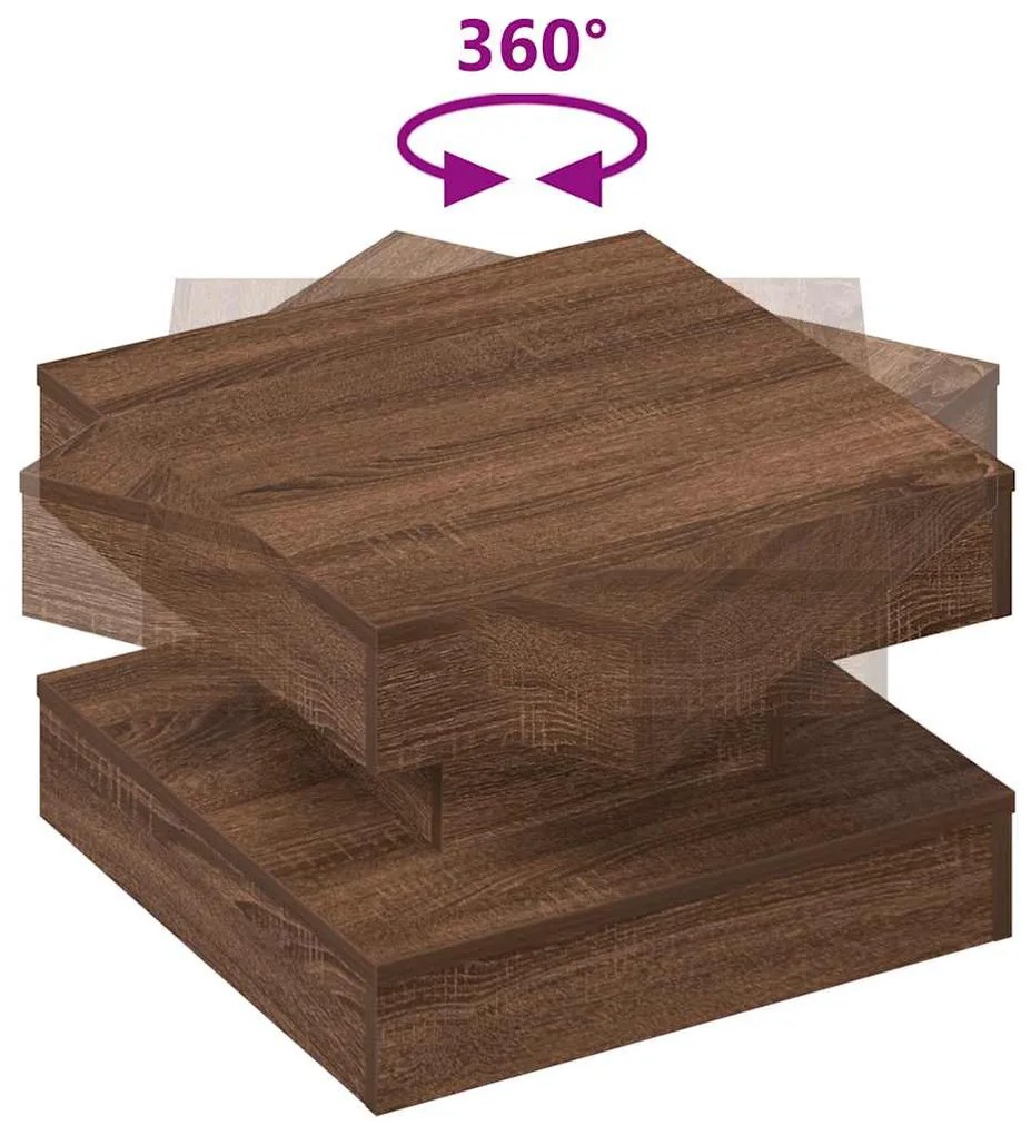 barna tölgy dohányzóasztal 360 fokban forgatható 50x50x34,5 cm