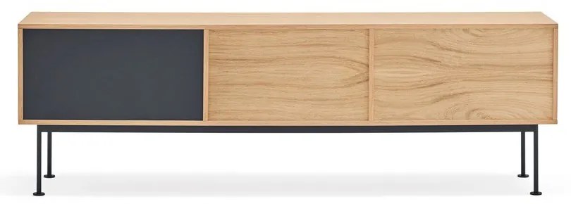 Yoko antracitszürke TV-állvány tölgyfa dekorral - Teulat