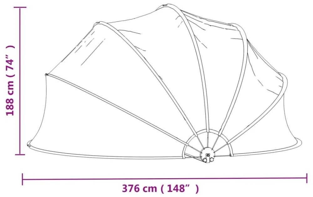 kerek PVC medencekupola 376x188 cm